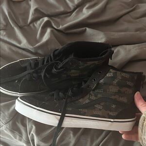 Vans Black and Camo High-Top Shoes